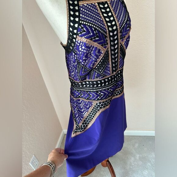 NWT Karen Millen Geo Guipure Metallic Lace Woven Mini Dress sz 10 - Picture 7 of 15